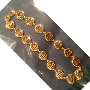 Givenchy Gold Logo Medallion Chain Necklace Designer Jewelry - Picture 1 of 3