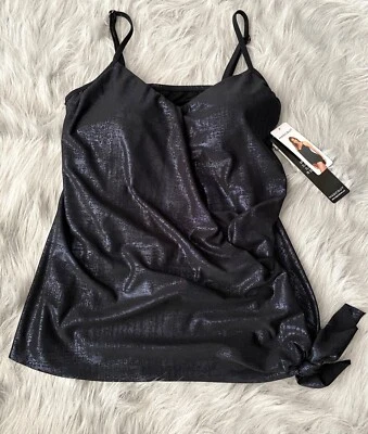 Top de bikini de natación Magicsuit nuevo con etiquetas negro y azul Indiglow Alex Tankini 8 Foto 1 de 4