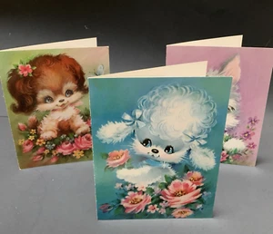 3 Vintage BIRTHDAY Cards dogs White Poodle Flowers by" A Sunshine Card" (no ✉) - Picture 1 of 19