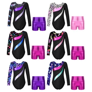 Kids Girl's Dance Leotards Ballet Jumpsuit With Bottoms Activewear Rompers Team - Picture 1 of 61