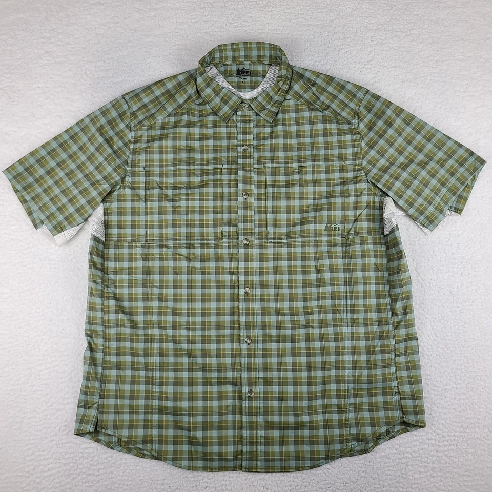 REI Co Op Shirt Mens XL Sage Green Sahara Tech Outdoor Vented Hiking Button Up - Image 1 of 4