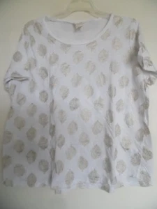 AJ Andrea Jovine White Gold Floral Top Shirt Sz 1X - Picture 1 of 3