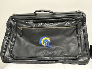 Rams NFL Football Black Leather Vintage Hanging Garment Travel Bag Luggage NICE