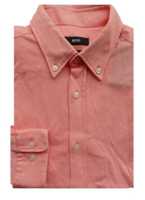 New Hugo BOSS mens orange peach regular fit polka suit shirt SMALL MEDIUM £85 - Image 1 of 4