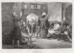 Algierian Men Barbershop, Algeria Algiers Street Market Head Washing 1875 Print - Picture 1 of 1