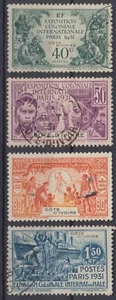 BRIEFMARKE ELFENBEINKÜSTE SERIE AUSSTELLUNG 1931 NR. 84/87 LEICHTE GESTEMPELT - Bild 1 von 1
