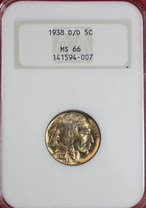 1938-D/D BUFFALO NICKEL NGC MS66 - Picture 1 of 4