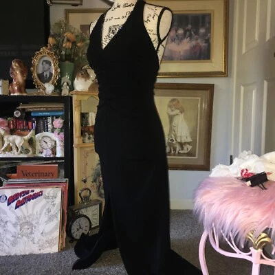 Vestido Formal Vintage Años 90 City Triangles Talla S Negro Halter Top Whimsigoth 1990 Foto 1 de 4