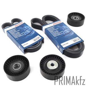 2x BOSCH Keilrippenriemen + Spannrollen + Umlenkrolle für BMW E46 E39 E38 X5 Z3  - Bild 1 von 3