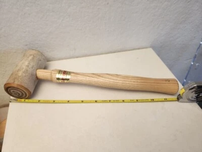 Mazo de cuero crudo de cabeza sólida C S Osborne 3, sin estropear, golpe suave Foto 1 de 4