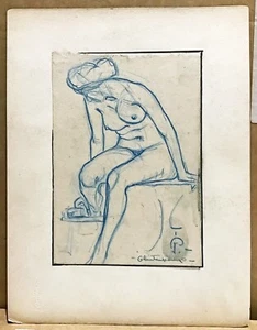 Nude Woman c. 1914 pencil on paper by H. Glintenkamp Signed Original - Picture 1 of 3