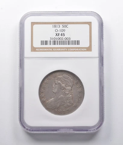 XF45 1813 Capped Bust Half Dollar O-109 NGC *7644 Cover
