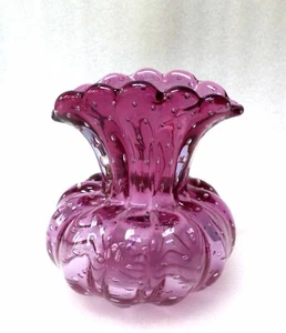 MURANO VENETIAN SEGUSO VETRI PURPLE BULLICANTE ART GLASS BOWL VASE - Picture 1 of 6