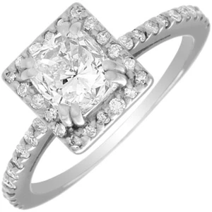 Anillo de compromiso de diamantes certificado por GIA corte cojín oro de 18 k de 1,96 quilates - Imagen 1 de 9