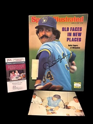 ROLLIE FINGERS BREWERS SIGNED AUTOGRAPH 3/16/81 SPORTS ILLUSTRATED JSA  AZ83645 - Image 1 of 3