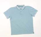 Dunnes Stores Mens Blue Cotton Polo Size S Collared Button