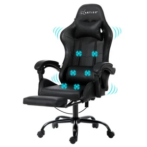 Massage Gaming Office Chair PULeather Ergonomic Design Executive Seat Black - Picture 1 of 7