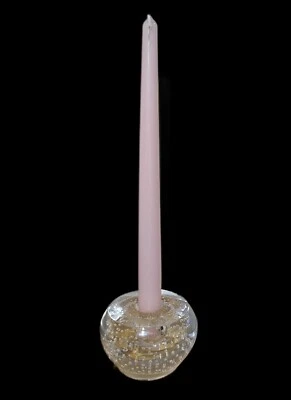 Murano Billicante Style Clear Glass Paperweight Candlestick Holder Elegant Home - Image 1 of 4