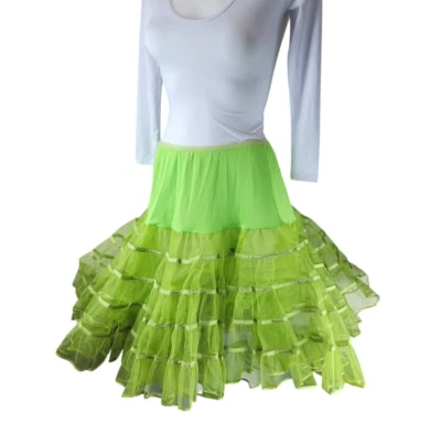 Vtg Malco Modes Petticoat Skirt Womens Large Green Crinoline Tutu Elastic Waist - Image 1 of 4