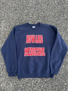 Y2K Howard University Medicine School Logo HBCU Sweatshirt VTG Bison Size M Blue - Picture 1 of 6
