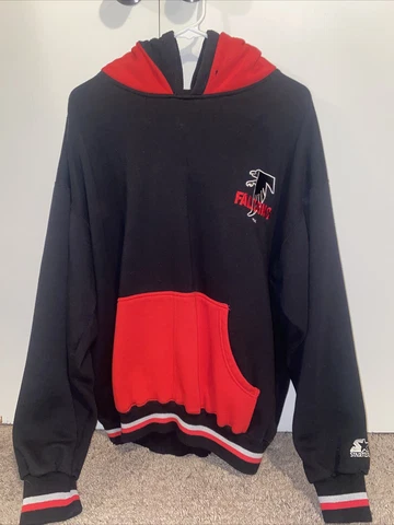 Vintage Starter NFL Football Atlanta Falcons Black Hoodie Men’s Large Sweatshirt Cover