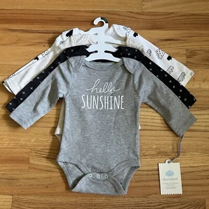 NEW! Cloud Island Baby Boy/Girl Long Sleeve Bodysuits 4-Pack Size 0-3M - Picture 1 of 7