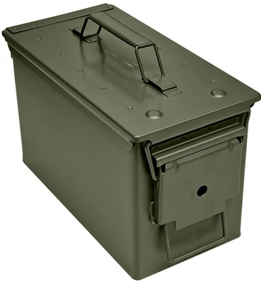 50 Cal Metal Ammo Box Military Storage Container New Olive Green Folding Clasp - Image 1 of 4