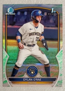 2023 Bowman Chrome Lunar Glow Refractor Parallel BCP-143 Dylan O’Rae Brewers RC - Picture 1 of 3