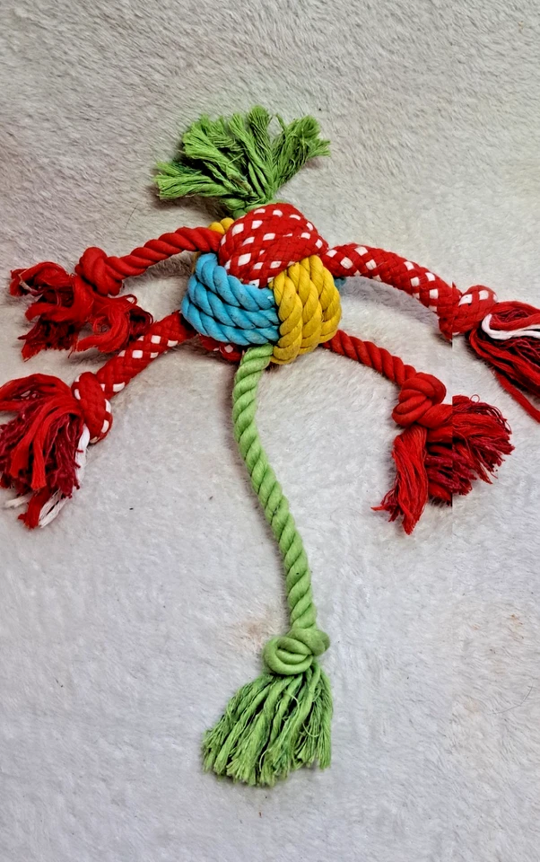 Colourful Dog Knott rope ball throw & fetch Octopus toy - Image 1 of 1