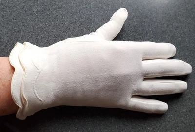 Guantes de cóctel Van Raalte algodón blanco/marfil hasta la muñeca de colección, años 50, [talla 7] Foto 1 de 4