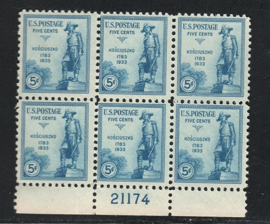 ALLY'S STAMPS US Plate Block Scott #734 5c Kosciusko [6] MNH F/VF [HV] - Image 1 of 1