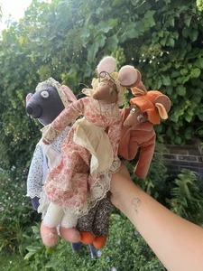 Pacchetto peluche giocattolo morbido topolino vintage con occhiali e vestiti - Foto 1 di 15