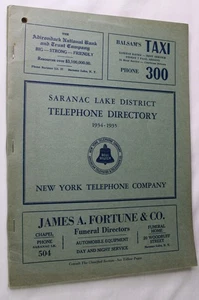 1934-35 SARANAC LAKE NY TELEPHONE BOOK DIRECTORY GENEALOGY RESEARCH REFERENCE - Picture 1 of 7