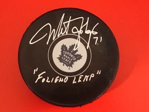 Mike Foligno Signed Toronto Maple Leafs Puck W Foligno Leap JSA WB880655 - Picture 1 of 2