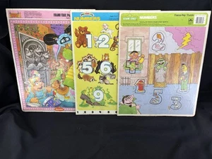 Lot Of 3 Vtg Golden Frame Tray Puzzle Sesame Street Numbers Eureeka’s Castle - Picture 1 of 14