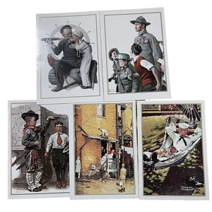 5 Norman Rockwell Note Greeting Card Military GI Soldier Sailor Hero NO Envelope - Picture 1 of 15