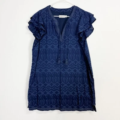 Vestido Vineyard Vines Burnout para mujer XL azul marino estampado manga acampanada Foto 1 de 4