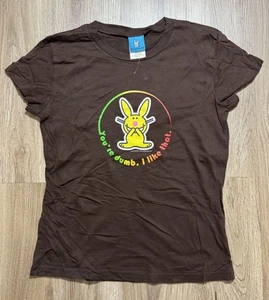 Y2K Jim Benton Happy Bunny „You’re Dumb. I Like That " braunes T-Shirt Damen Größe M - Bild 1 von 8