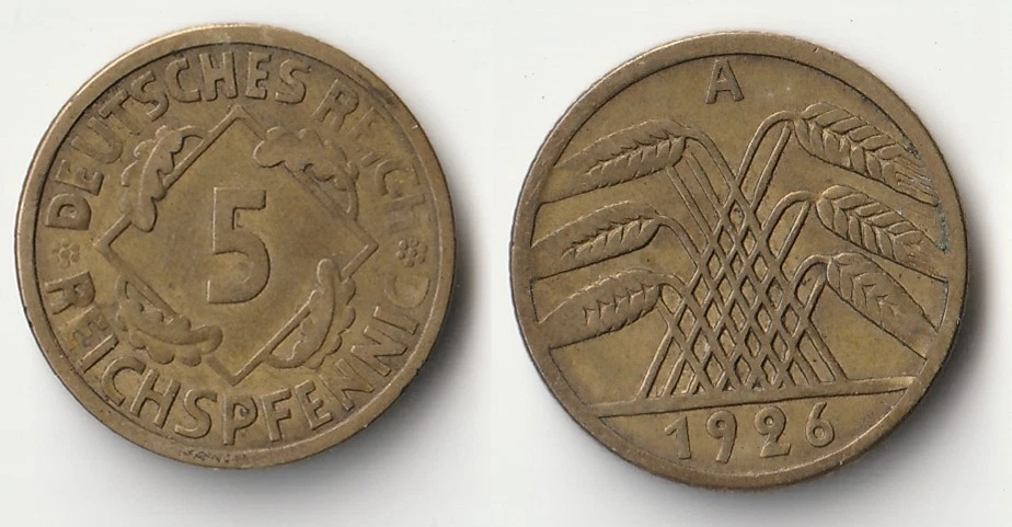 1926 A Germany 5 pfennig coin - Image 1 of 1