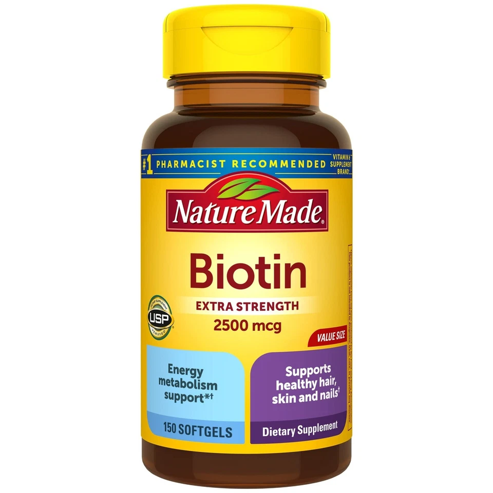 Biotina extra fuerte Nature Made 2500 mcg, suplemento dietético para una salud... Foto 1 de 4