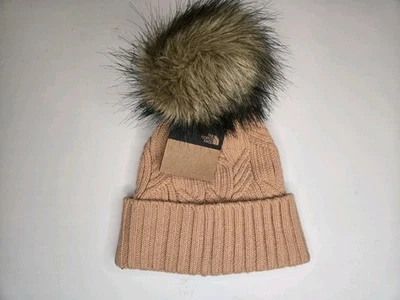 Gorro para mujer The North Face Oh Mega piel pompón rosa talla única - nuevo con etiquetas Foto 1 de 4
