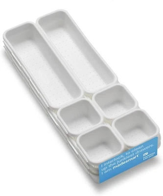 Paquete de 9 contenedores de enclavamiento Mademart para cajón 9 piezas, blanco  Foto 1 de 2