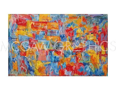 Abstract Map of USA, Jasper Johns, Wall Decor Art Print Poster 11" x 14"   130 - Image 1 of 2