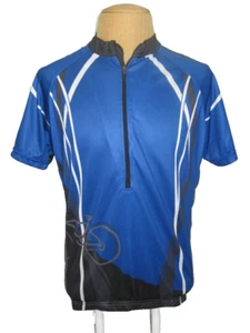 MAKS BIKE WEAR CYCLING JERSEY 1/2 ZIP MEN'S XL BLUE WHITE BLACK GRAY - Picture 1 of 4