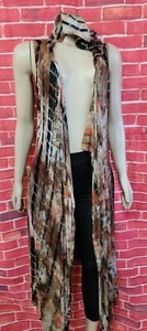COIN 1804 TIE DYE Women's Duster HOODED CARDIGAN Vest Sweater SIZE S NEW #W - Picture 1 of 11