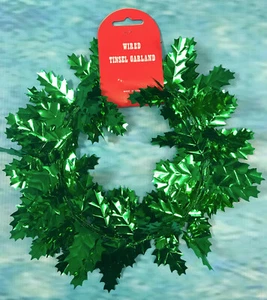2PK 26ft/8m Totale Natale Agrifoglio Grande Foglia FiloTinsel Ghirlanda Decorazione Albero - Foto 1 di 6