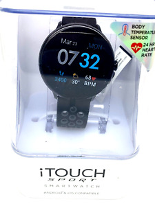 iTOUCH Sport Smart Watch Bluetooth Heart Rate Calorie Android IOS Black Rubber