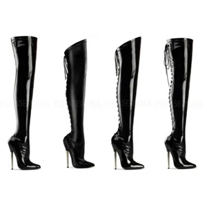 Pleaser Devious Stretch Pointed Toe Thigh High Boots Adult Women Dagger30Xx - Picture 1 of 16