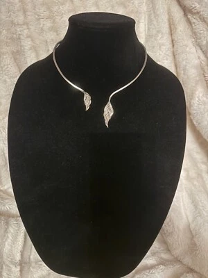 sterling silver .925 collar diamond accent angel wing necklace - Imagem 1 de 4
