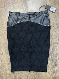 Bnwt Rrp £99 Guess Designer Lace Studded Detail Pockets Pencil Skirt Sz Uk 29 BE - Picture 1 of 11